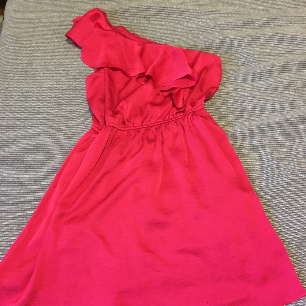 BCBG one shoulder fuchsia dress-XS
